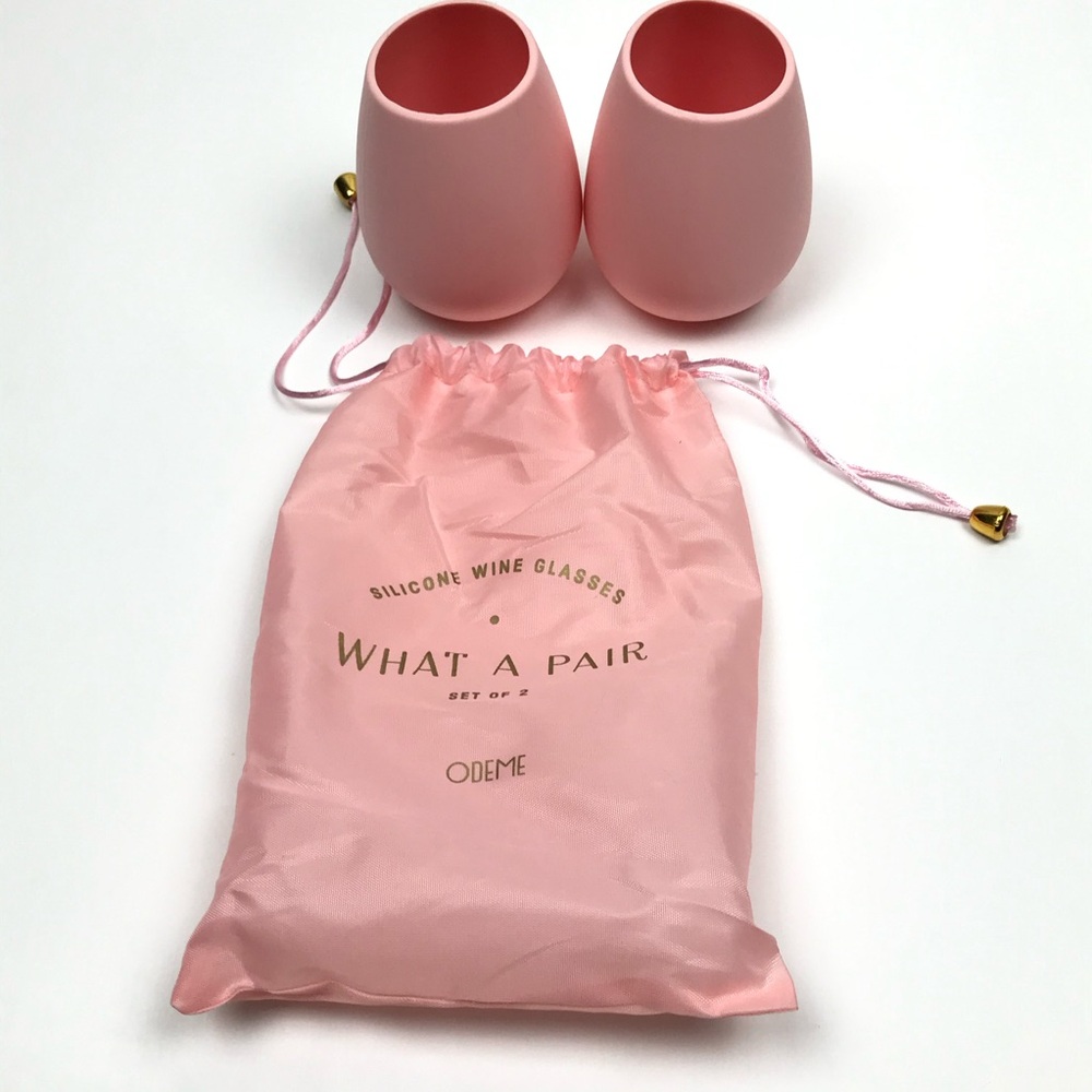 Odeme Silicone Wine Glasses Set in Soft Pink